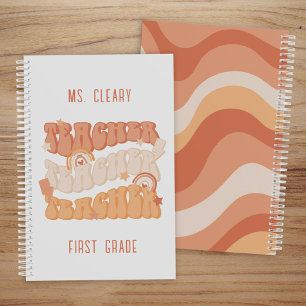 Groovy Retro Orange Personalisiert Teacher Planer
