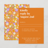 Groovy Retro Orange Purple Flowers Hochzeit