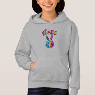 Groovy Retro Peace Sign Kids Hoodie