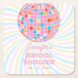 Groovy Retro Pink Disco Ball 70er 80er Brautparty Rechteckiger Pappuntersetzer