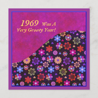 Groovy Retro PopArt Blume Power 60er 70er Birthday Einladung