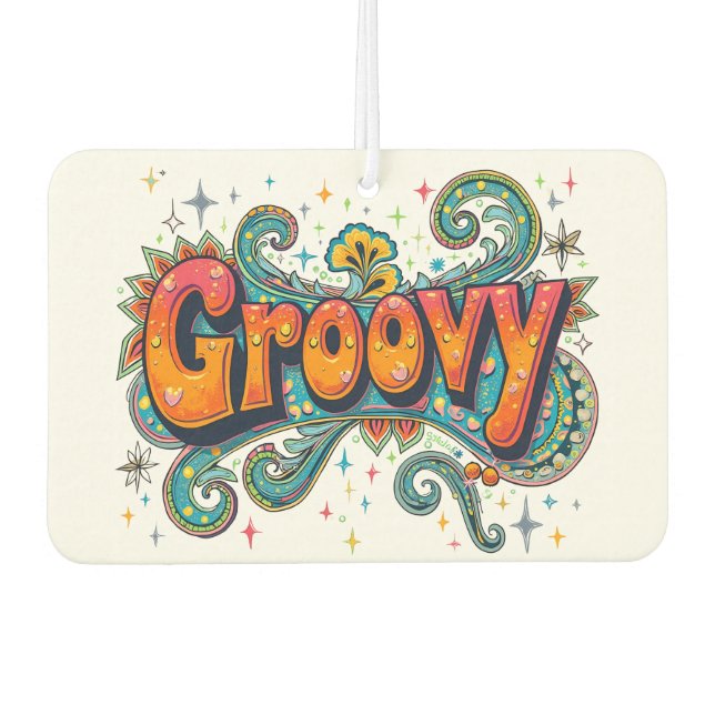 Groovy Retro Psychedelic 70er Funky Hippie Art Autolufterfrischer (Vorderseite)