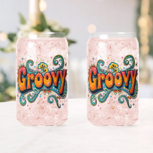 Groovy Retro Psychedelic 70er Funky Hippie Art Dosenglas