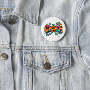 Groovy Retro Psychedelische 70er Funky Hippie Kuns Button