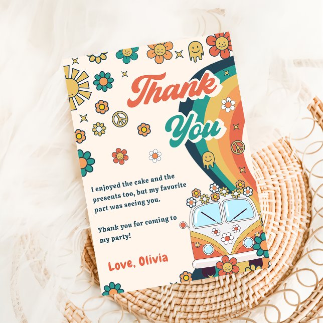 Groovy Retro Rainbow Birthday Dankeschön Karte (Von Creator hochgeladen)