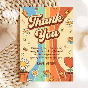 Groovy Retro Rainbow Birthday Dankeskarte