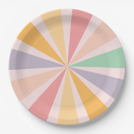 Groovy Retro Rainbow Birthday Pappteller