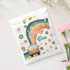 Groovy Retro Rainbow Daisy Birthday Party Geschenktütchen