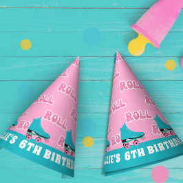 Groovy Retro Rainbow Roller Skating Birthday Party Partyhütchen