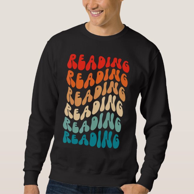 Groovy Retro Reading Retro 70s Hippie Boho Wavy Vi Sweatshirt (Vorderseite)