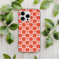Groovy Retro Romantische Liebe Herz Rotes Schachbr