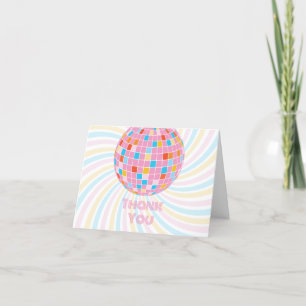 Groovy Retro Rosa Disco-Kugel 70er Junggesellinnen Dankeskarte