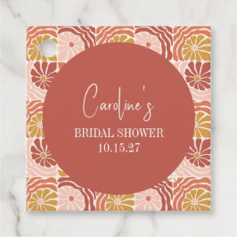 Groovy Retro Rosa Rostflorentrost Brautparty Geschenkanhänger