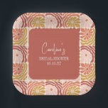 Groovy Retro Rosa Rostflorentrost Brautparty Pappteller<br><div class="desc">Groovy Retro Rosa Rost Niedliche Brautparty Teller</div>