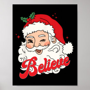 Groovy Retro Santa Claus glauben Weihnachtsfrauen  Poster