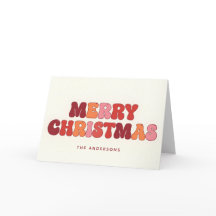 Groovy Retro Schrift Merry Christmas