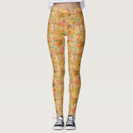 Groovy Retro Sommerzeit Protea und Daisy Muster Leggings