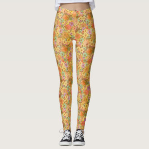 Groovy Retro Sommerzeit Protea und Daisy Muster Leggings