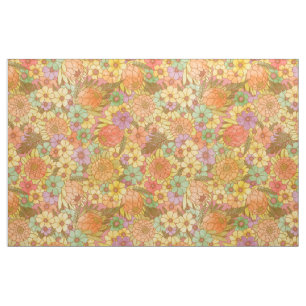 Groovy Retro Sommerzeit Protea und Daisy Muster Stoff
