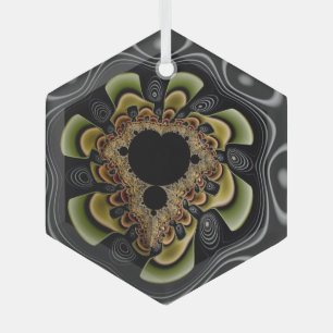 Groovy Retro Sonnenblumen Fraktal Abstrakt Art Ornament Aus Glas