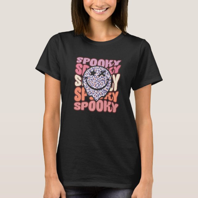 Groovy Retro Spooky Vibes Hippie Halloween Hexe C T-Shirt (Vorderseite)