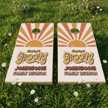 Groovy Retro Sunburst Rassemblement de Famille Nom