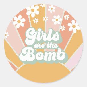 Groovy Retro Sunshine Girls sind der Hammer Runder Aufkleber