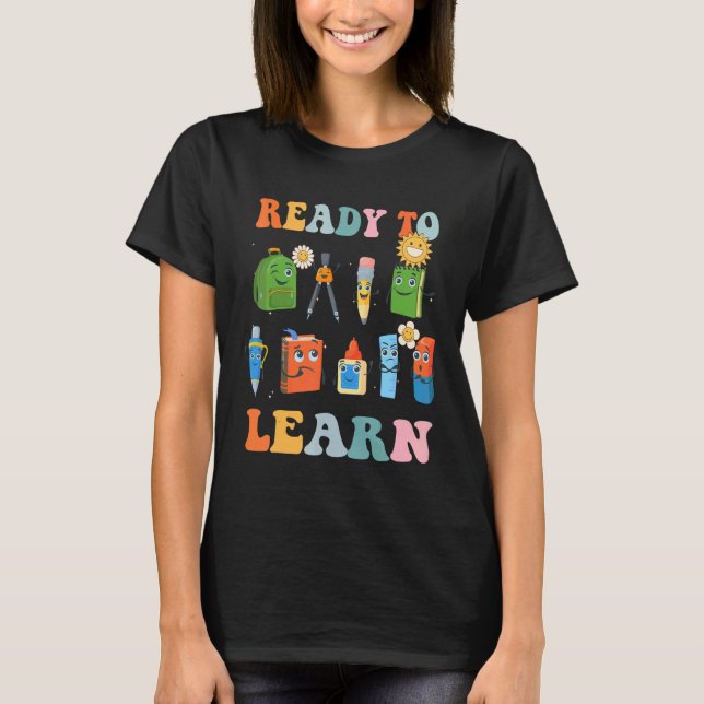 Groovy Retro Teacher Life Daisy Hippy Ready To Lea T-Shirt (Vorderseite)