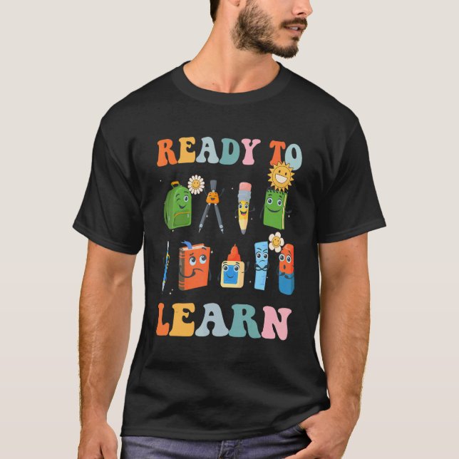 Groovy Retro Teacher Life Daisy Hippy Ready To Lea T-Shirt (Vorderseite)
