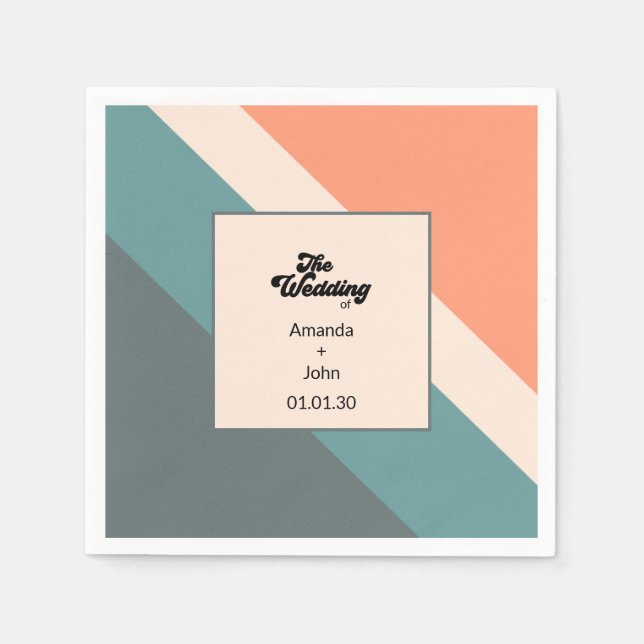 Groovy-Retro The Wedding Of Orange Dusty Blue  Serviette (Vorderseite)