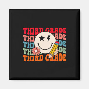 Groovy Retro Third Grade Zurück zur Schule Student Magnet