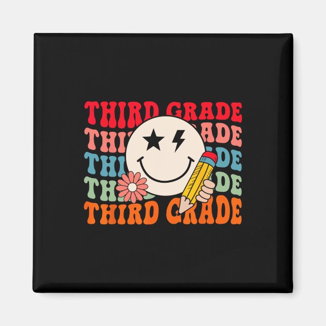 Groovy Retro Third Grade Zurück zur Schule Student Magnet (Vorne)