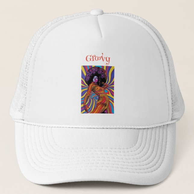 Groovy Retro Trucker Hat Truckerkappe (Vorderseite)