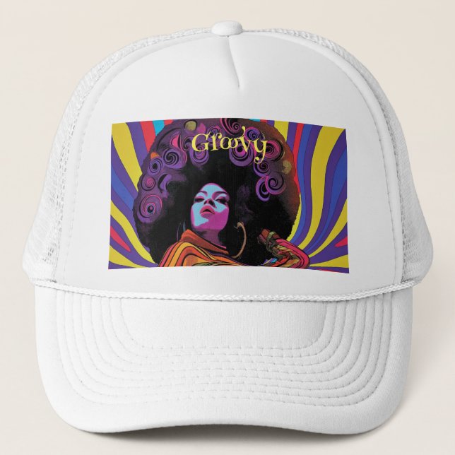 Groovy Retro Trucker Hat Truckerkappe (Vorderseite)