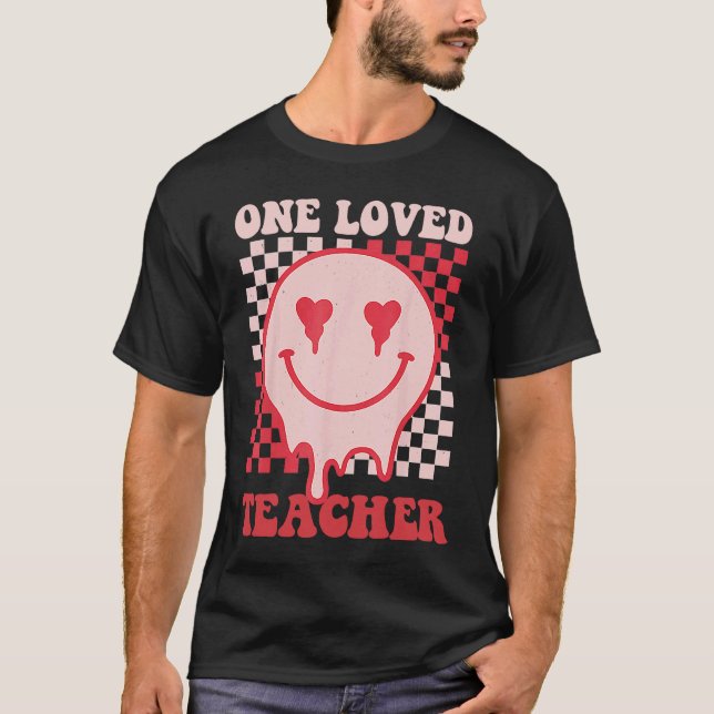 Groovy Retro Valentines Day Hippie Heart One Loved T-Shirt (Vorderseite)