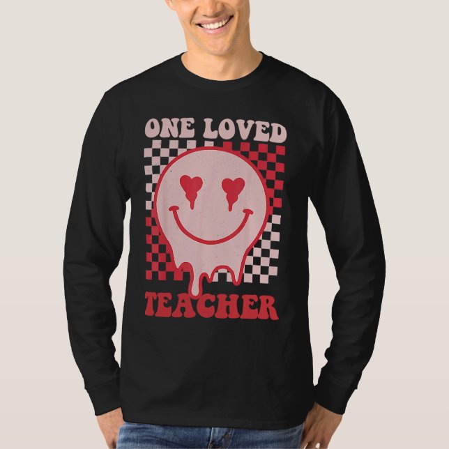 Groovy Retro Valentines Day Hippie Heart One Loved T-Shirt (Vorderseite)