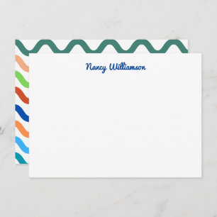 Groovy Retro Vibes Colorful Wavy Name Mitteilungskarte