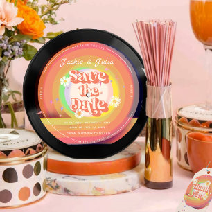Groovy Retro-Vinyl-Schallplatte Save-the-Date-Einl Einladung