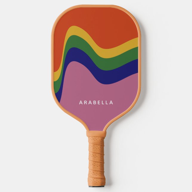 Groovy Retro Wavy Lines Pickleball Paddle (Vorderseite)