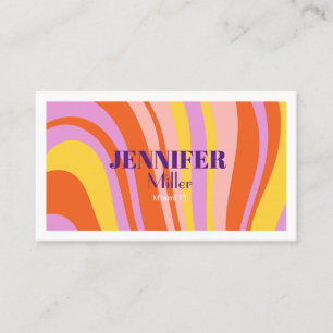 Groovy Retro Wavy Lines Social Media QR-Code Visitenkarte