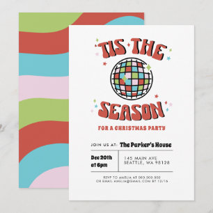 Groovy Retro Weihnachts-Party Einladung