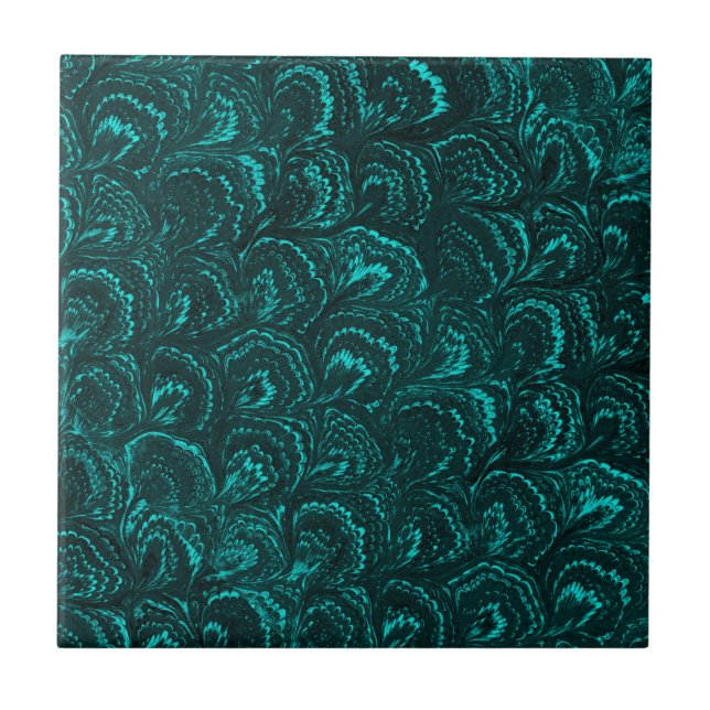 Groovy Retro Wirbels-aquamarine Türkis Trivet Fliese (Vorderseite)
