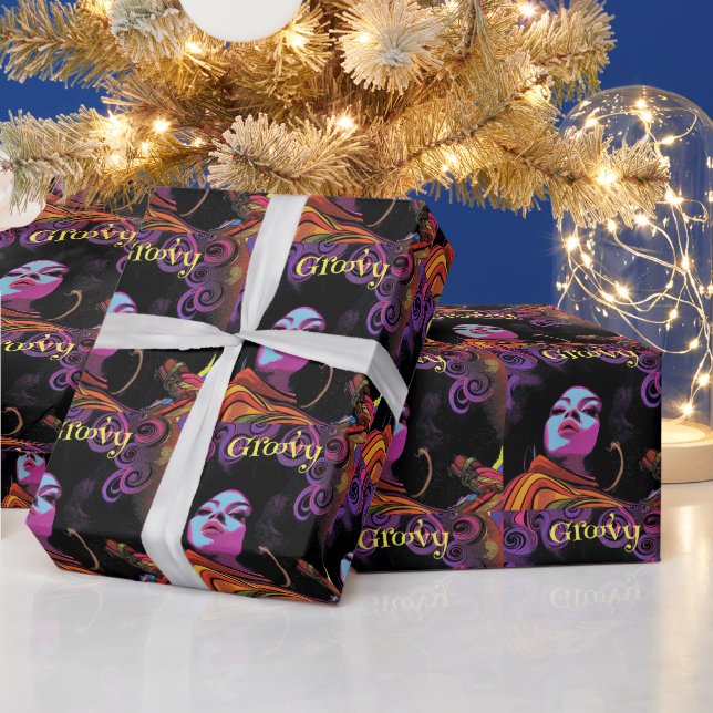 Groovy Retro Wrapping Paper Geschenkpapier (Feiertage)