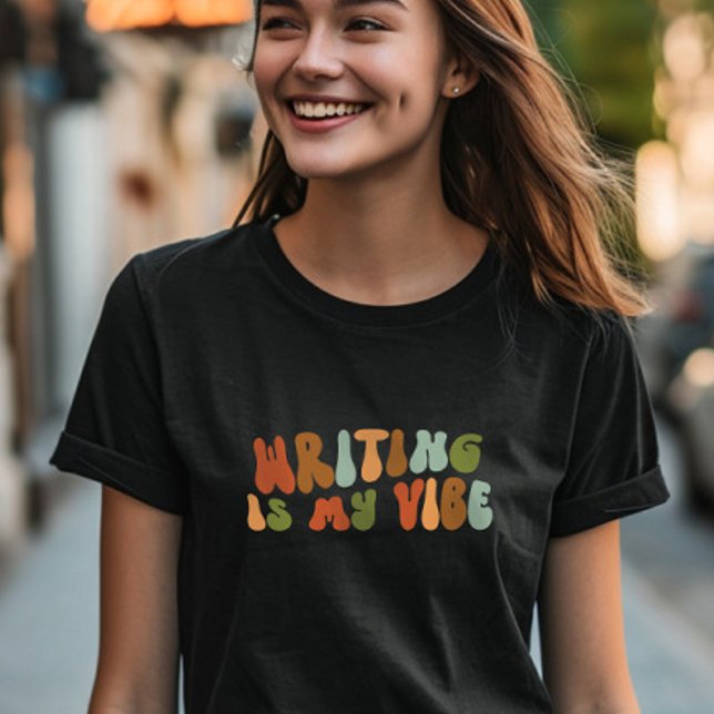 Groovy Retro Writing is my Vibe, Writer, Author T-Shirt (Von Creator hochgeladen)