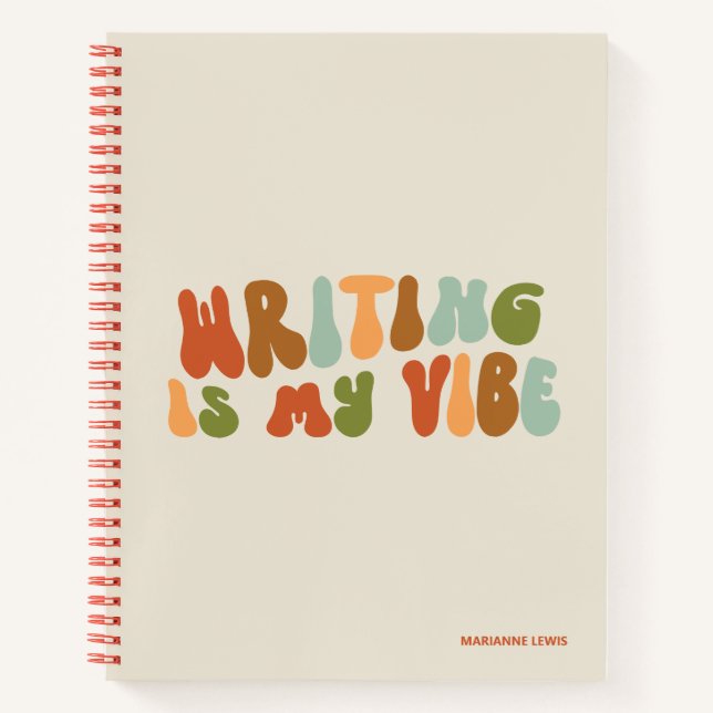 Groovy Retro Writing ist meine Vibe, Schriftstelle Notizbuch (Vorderseite)