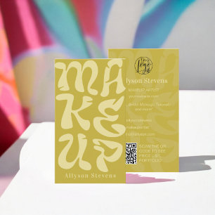 Groovy Retrolim grünes Logo qr Code Makeup Visitenkarte