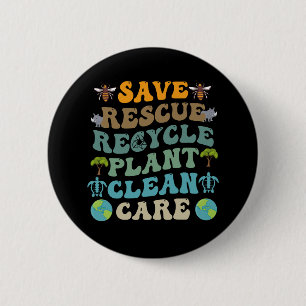 Groovy Rett Bees Rescue Animals Gerecycelt Earth D Button