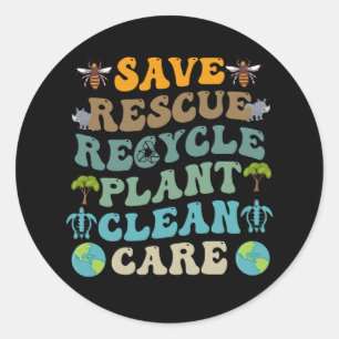 Groovy Rett Bees Rescue Animals Gerecycelt Earth D Runder Aufkleber
