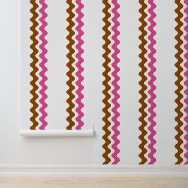 Groovy Ric Rac Streifen - Vertikal Braun und Hot P Tapete