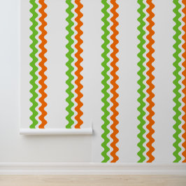Groovy Ric Rac Streifen - Vertikal Orange & Limett Tapete